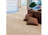 Teppichboden ANDIAMO "Emmy, Strukturschlinge, Gesamthöhe 9 mm, Luxusklasse LC1", beige (hellbeige), B:400cm L:500cm, Polyamid, Teppiche, Teppichboden, gemustert, Breite 400 cm, Hoch-Tief Effekt, pflegeleicht, Wohnzimmer