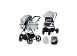 Chipolino Kombikinderwagen Pearl 3 in 1 umbaubar Babyschale Wickeltasche Fußsack grün