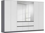 Drehtürenschrank RAUCH "Schrank Garderobe MAINZ Breiten 91/136/181/226/271/315/360, Höhe 210cm", graumetallic, alpinweiß, B:315cm H:210cm T:54cm, Holzwerkstoff, Schränke, Drehtürenschrank, grifflose Front, Außentüren mit Push-to-Open Funktion MADE IN GERMANY
