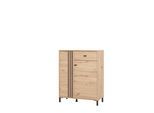 Schuhschrank HOME AFFAIRE "LAVAL Schuhregal, Schuhkommode", braun (artisan eiche), B:86,5cm H:109,5cm T:40cm, FSC-zertifizierter Holzwerkstoff, MDF, Metall, Schränke, Schuhschrank, Drei Regale und eine Schublade. Gesamtbreite 86,5 cm