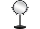 Kosmetikspiegel KLEINE WOLKE "Bright Mirror", schwarz, B:17,5cm H:29,5cm T:12cm, Glas, Metall, Spiegel, Kosmetikspiegel