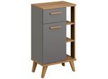 Unterschrank SAPHIR "mit einem seitlichen Ablagefach", quarzgrau glanz, riviera eiche quer nachbildung, B:50,5cm H:89,5cm T:33cm, Holzwerkstoff, Schränke, Unterschrank