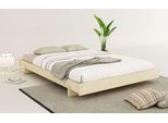 Futonbett OTTO HOME "Senja, Bett, Massivholzbett, minimalistisches Design", naturbelassen, B:148cm H:22,6cm L:205,1cm, Betten, Futonbett, inklusive Lattenrost, Liegefläche 140x200 cm, aus massiver Kiefer