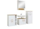 Badmöbel-Set SAPHIR "4-teilig, mit Soft-Close Türen", weiß (weiß, rivera eichefarben), B:165cm H:200cm T:32,5cm, Kastenmöbel-Sets, Badmöbel-Set