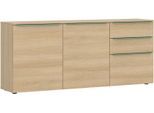 Kommode TOM TAILOR HOME, light oak, B:165cm H:74cm T:42cm, Holzwerkstoff, Melamin, Spanplatte, Sideboards, Kommode, Lowboard, Breite 165 cm,3 Türen,2 Schubladen, viel Stauraum
