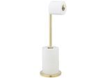 Toilettenpapierhalter WENKO "2in1", gold (gold, matt), B:21cm H:55cm L:17cm, Edelstahl, Toilettenpapierhalter, Toilettenpapierhalter, 2 in 1, mit Ersatzrollenhalter, Höhe: 55 cm