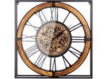 Wanduhr CASABLANCA BY GILDE "Wanduhr quadratisch Revolus", schwarz, braun, B:72cm H:72cm, Wanduhren, Wanduhr