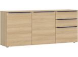 Kommode TOM TAILOR HOME "COLOR PUZZLE 07 – 3 Türen 2 Schubladen mit farbigem Griff und Füßen", braun (light oak), B:165cm H:74cm T:42cm, Holzwerkstoff, Melamin, Spanplatte, Sideboards, Kommode, Lowboard, Breite 165 cm,3 Türen,2 Schubladen, viel Stauraum