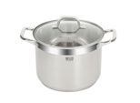 Kochtopf RESTO KITCHENWARE "Libra, Topf energiesparend und spülmaschinenfest", silber (silberfarben), H:18cm L:34cm Ø:24cm, Töpfe, Kochtopf, Induktion, für alle Herdarten geeignet mit hitzebeständigem Glasdeckel