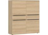 Hochkommode TOM TAILOR HOME, light oak, B:110cm H:126cm T:42cm, Holzwerkstoff, Melamin, Spanplatte, Sideboards, Hochkommode, Highboard, Breite 110 cm,4 Türen,2 Schubladen, viel Stauraum