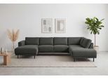 Wohnlandschaft HOME AFFAIRE "Sveeva, U-Form, XXL, B.310 cm, schwarze Metallfüße", anthrazit, B:310cm H:78cm T:197cm, 100% PES, Sofas, Wohnlandschaft, langlebiger Webstoff, mit Wellenunterfederung, viele Farben