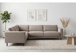 Ecksofa HOME AFFAIRE "Sveeva, L-Form, B.288 cm, schwarze Metallfüße", braun, B:288cm H:78cm T:243cm, 100% PES, Sofas, Ecksofa, langlebiger Webstoff, mit Wellenunterfederung, viele Farben