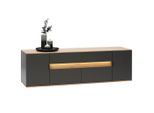 Dieter Knoll Lowboard Cremona, Anthrazit, Eiche, Holzwerkstoff, furniert, 2 Fächer, 3 Schublade(n) Schubladen, 185.6x56.6x48 cm, Typenauswahl, Beimöbel erhältlich, in verschiedenen Holzdekoren erhältlich, Wohnzimmer, Wohnwände, Lowboards