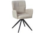 Mid.you Armlehnstuhl, Schwarz, Beige, Holz, Metall, Textil, Pappel, Sperrholz, Drehkreuz, 60x89x63 cm, Bsci, Sitzfläche 360° drehbar, inklusive Armlehnen, Esszimmer, Stühle, Esszimmerstühle, Armlehnenstühle