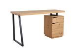 Livetastic Schreibtisch, Schwarz, Eiche, Metall, Holzwerkstoff, 1 Schublade(n) Schubladen, Freiform, U-Form, 60x74x140 cm, Arbeitszimmer, Schreibtische, Bürotische