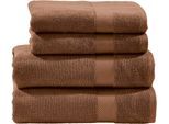 Handtuch Set DONE. "Deluxe 2x Handtücher (50x100 cm), 2x Duschtücher (70x140 cm)", braun (cognac), 4 Stk., Zwirnfrottee, Zwirnfrottee, Obermaterial: 100% Baumwolle, Handtücher, aus hochwertigem Zwirnfrottier