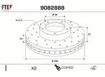 FTE Bremsscheibe 9082888 Hinterachse Gelocht 299mm 24mm für Porsche