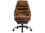 Livetastic Chefsessel Fußstütze, Braun, Schwarz, Metall, Kunststoff, Textil, Drehkreuz, 64x114-122x72 cm, Sitzfläche 360° drehbar, Arbeitszimmer, Bürostühle, Drehstühle
