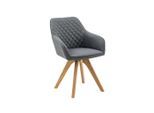 Mid.you , Grau , Textil , Eiche , massiv , Raute , 59x88x61 cm ,