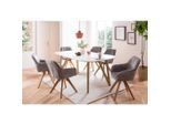 Mid.you , Grau, Weiß , Holz, Textil, Holzwerkstoff , Buche, Eiche , massiv , Raute , oval , 180 cm ,