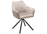 Livetastic Armlehnstuhl , Schwarz, Beige , Metall, Textil , Rundrohr , 60x83x59 cm , Esszimmer, Stühle, Polsterstühle