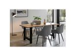 Mid.you , Grau, Naturfarben , Holz, Metall, Textil , Akazie , massiv , 90x76.5x180 cm ,