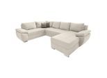P & B , Creme , Textil , Uni , Füllung: Schaumstoff,Schaumstoff , U-Form , 305x219 cm , Made in EU , Liegefunktion ,