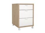 P & B , Weiß, Eichefarben , Kunststoff , Holzoptik , 3 Schublade(n) Schubladen , 40.8x60.8x48.2 cm , Büromöbel, Rollcontainer