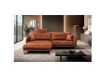 P & B , Rostfarben , Textil , Ottomane links, L-Form , 264x196 cm , Made in EU , Liegefunktion , Wohnzimmer, Sofas & Couches, Wohnlandschaften, Ecksofas