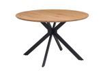 P & B Esstisch , Eichefarben , Metall, Holzwerkstoff , rund , Flachrohr , 120x76x120 cm , Esszimmer, Esstische, Esstische