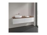 Villeroy und Boch Antao Waschtisch-Unterschrank L26152GF mit Beleuchtung, 4 Auszüge, 1600 x 360 x 500 mm, Front mit Struktur, Glossy White Lacquer / Warm Walnut