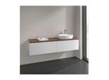 Villeroy und Boch Antao Waschtisch-Unterschrank L38052GF mit Beleuchtung, 160x36x50cm, Hahnlochbohrung, Waschbeckenplattenfarbe warm walnut, glossy white lacquer