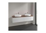 Villeroy und Boch Antao Waschtisch-Unterschrank L28052GF mit Beleuchtung, 4 Auszüge, 1600 x 360 x 500 mm, Front ohne Struktur, Glossy White Lacquer / Warm Walnut