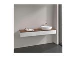 Villeroy und Boch Antao Waschtisch-Unterschrank L16052GF mit Beleuchtung, 2 Auszüge, 1600 x 190 x 500 mm, Front ohne Struktur, Glossy White Lacquer / Warm Walnut