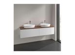 Villeroy und Boch Antao Waschtisch-Unterschrank L39052GF mit Beleuchtung, 2 Auszüge, 1600 x 360 x 500 mm, Front ohne Struktur, Glossy White Lacquer / Warm Walnut