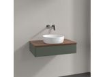 Villeroy und Boch Antao Waschtisch-Unterschrank K08012HL 80x19x50cm, Waschbeckenplattenfarbe warm walnut, leaf green matt lacquer