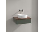 Villeroy und Boch Antao Waschtisch-Unterschrank K07112HL 60x19x50cm, Waschbeckenplattenfarbe warm walnut, leaf green matt lacquer
