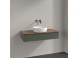 Villeroy und Boch Antao Waschtisch-Unterschrank K09112HL 100x19x50cm, Waschbeckenplattenfarbe warm walnut, leaf green matt lacquer
