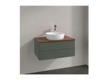 Villeroy und Boch Antao Waschtisch-Unterschrank K19012HL 80x36x50cm, Waschbeckenplattenfarbe warm walnut, leaf green matt lacquer