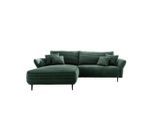 P & B Ecksofa, Dunkelgrün, Metall, Uni, 4-Sitzer, Füllung: Schaumstoff, seitenverkehrt montierbar, L-Form, 264-302x178 cm, Made in EU, Rücken echt, Armteil links, rechts, Wohnzimmer, Sofas & Couches, Wohnlandschaften, Ecksofas