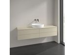 Villeroy und Boch Antao Waschtisch-Unterschrank L25050HJ mit Beleuchtung, 160x36x50cm, Hahnlochbohrung, Waschbeckenplattenfarbe Lack, silk grey matt lacquer