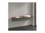 Villeroy und Boch Antao Waschtisch-Unterschrank L16012HL mit Beleuchtung, 2 Auszüge, 1600 x 190 x 500 mm, Front ohne Struktur, Leaf Green Matt Lacquer / Warm Walnut