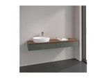 Villeroy und Boch Antao Waschtisch-Unterschrank L15012HL mit Beleuchtung, 2 Auszüge, 1600 x 190 x 500 mm, Front ohne Struktur, Leaf Green Matt Lacquer / Warm Walnut