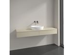 Villeroy und Boch Antao Waschtisch-Unterschrank L14050HJ mit Beleuchtung, 160x19x50cm, Hahnlochbohrung, Waschbeckenplattenfarbe Lack, silk grey matt lacquer