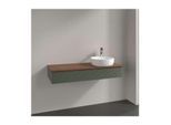 Villeroy und Boch Antao Waschtisch-Unterschrank L12152HL mit Beleuchtung, 1 Auszug, 1200 x 190 x 500 mm, Front mit Struktur, Leaf Green Matt Lacquer / Warm Walnut