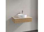 Villeroy und Boch Antao Waschtisch-Unterschrank K08053HN 80x19x50cm, Hahnloch, Waschbeckenplattenfarbe botticino, honey oak