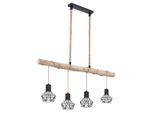 Globo , Naturfarben, Schwarz , Holz, Metall, Glas, Naturmaterialien , 15x120x100 cm , Beleuchtung, Innenleuchten, Hängeleuchten, Hängeleuchten mehrflammig