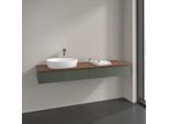 Villeroy und Boch Antao Waschtisch-Unterschrank L15152HL 160x19x50cm, Hahnlochbohrung, Waschbeckenplattenfarbe warm walnut, leaf green matt lacquer