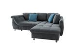 P & B , Anthrazit, Blau , Textil , Uni , Füllung: Schaumstoff,Schaumstoff , L-Form, Ottomane rechts , 250x190 cm , Made in EU ,