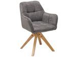 Livetastic , Eichefarben, Dunkelgrau , Holz, Textil , Eiche , massiv , 61x85x63 cm , Sitzfläche 360° drehbar, inklusive Armlehnen , Esszimmer, Esszimmerstühle, Polsterstühle